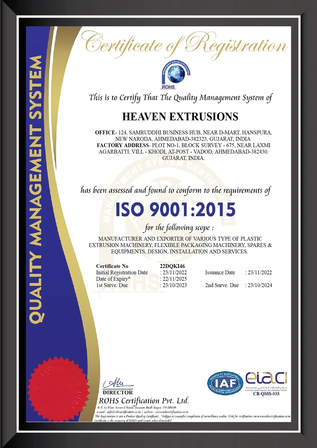 ISO Certification of Heaven Extrusions
